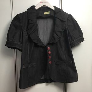 New Saks Woman Short sleeve Dark denim material Jacket